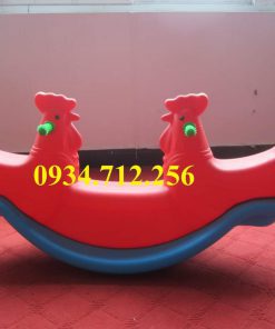 Bập bênh đôi con gà, đồ chơi mầm non, thiết bị mầm non