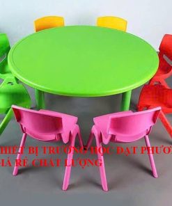 bàn học sinh mẫu giáo hình tròn ZK 190-4 chân thép sơn tĩnh điện